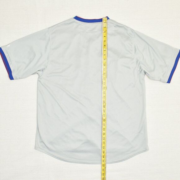 True Fan MLB Men Snap Button Polyester Gray Size XL Texas Rangers Jersey - Picture 5 of 8